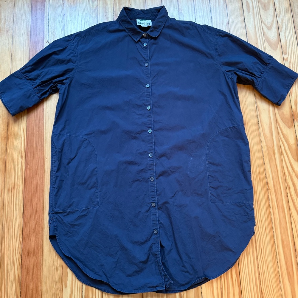 Acne studios oversized navy shirt dress